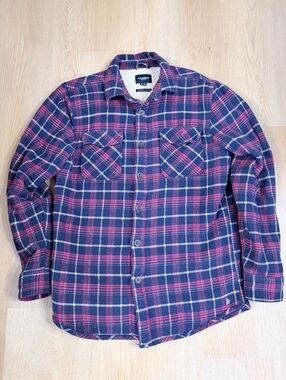 Men’s Pull&Bear Sherpa Lined Plaid Flannel Shirt Jacket Size M
